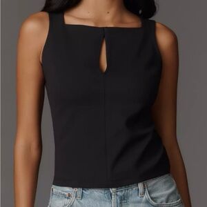 Anthropologie Mave Seamed Black Keyhole Tank Top